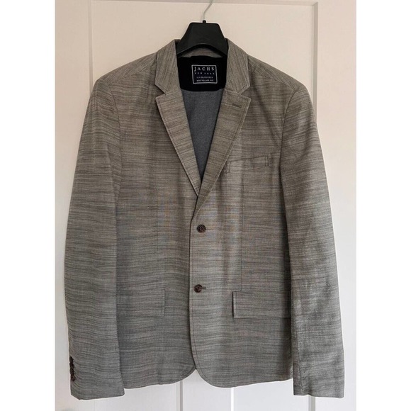 Jachs Two Button Blazer Men's M Gray Cotton Stripe Lined Pockets Notch Lapel - Picture 1 of 12